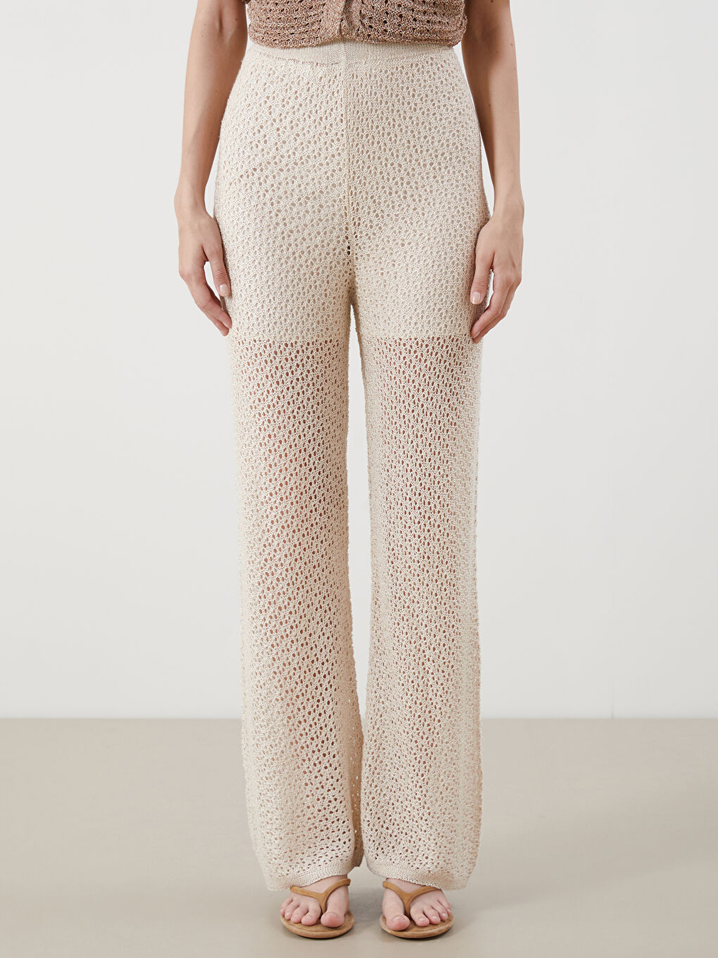 Elasticated Waist Hole-Knitted Women's Trousers -S5QC25Z8-CR8