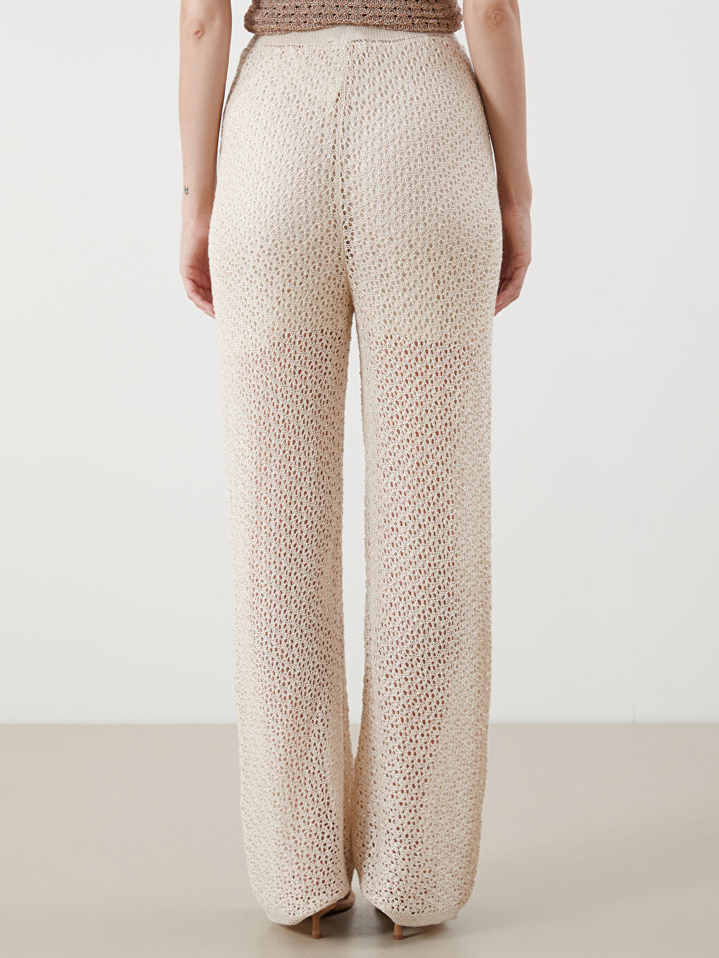 Elasticated Waist Hole-Knitted Women's Trousers -S5QC25Z8-CR8