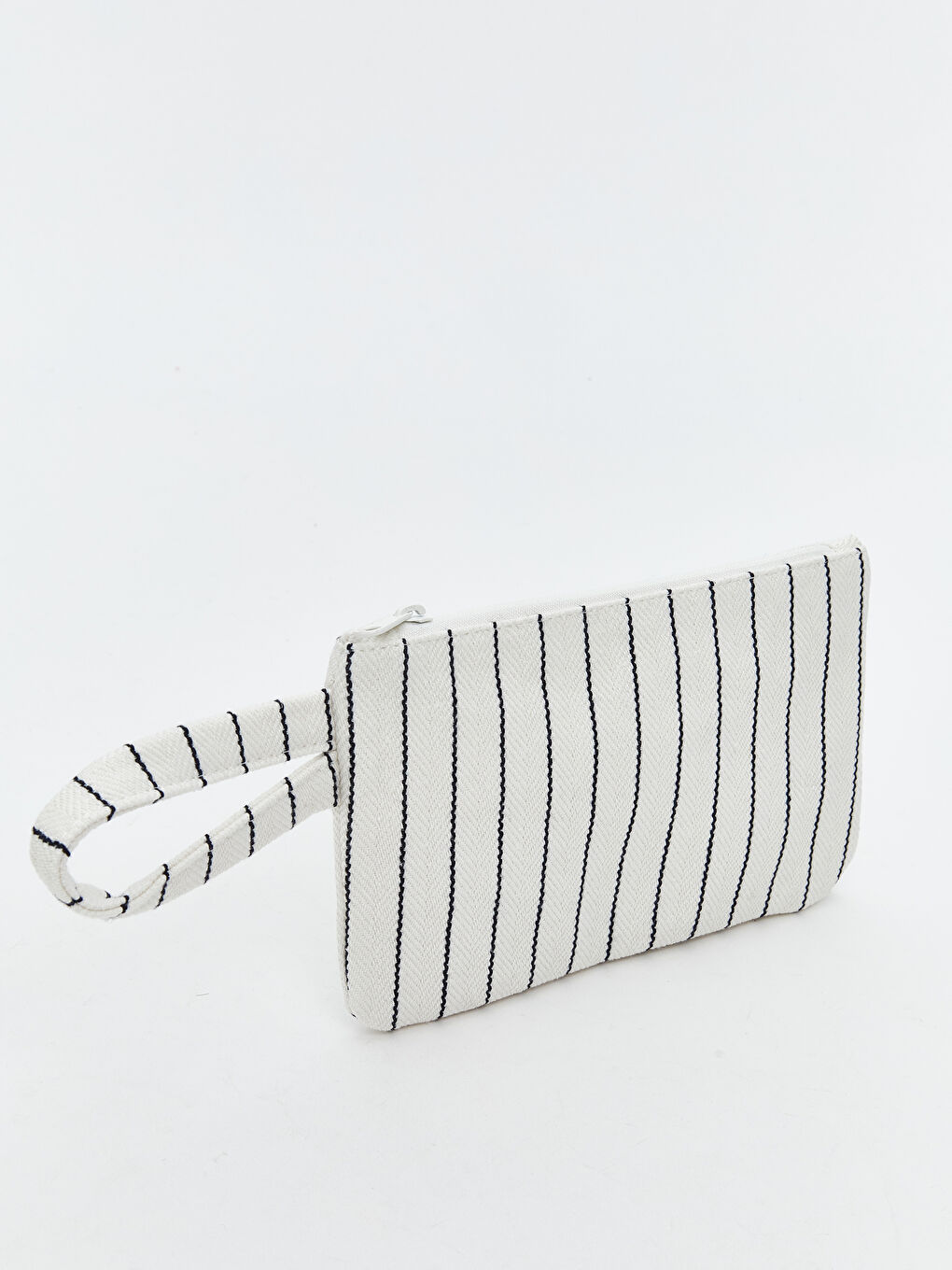 Ekru Çizgili Keten Portföy Çanta-1