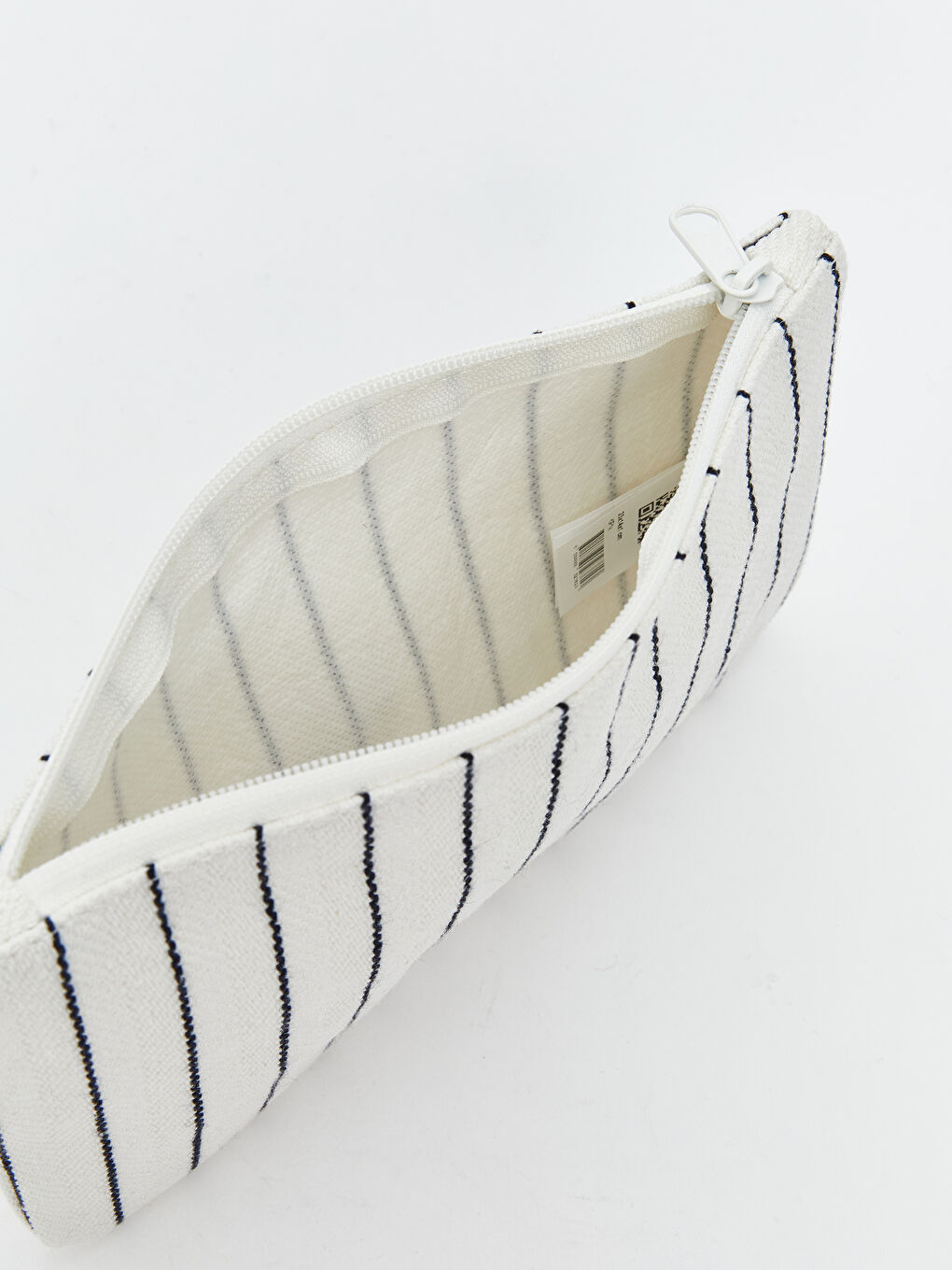 Ekru Çizgili Keten Portföy Çanta-2