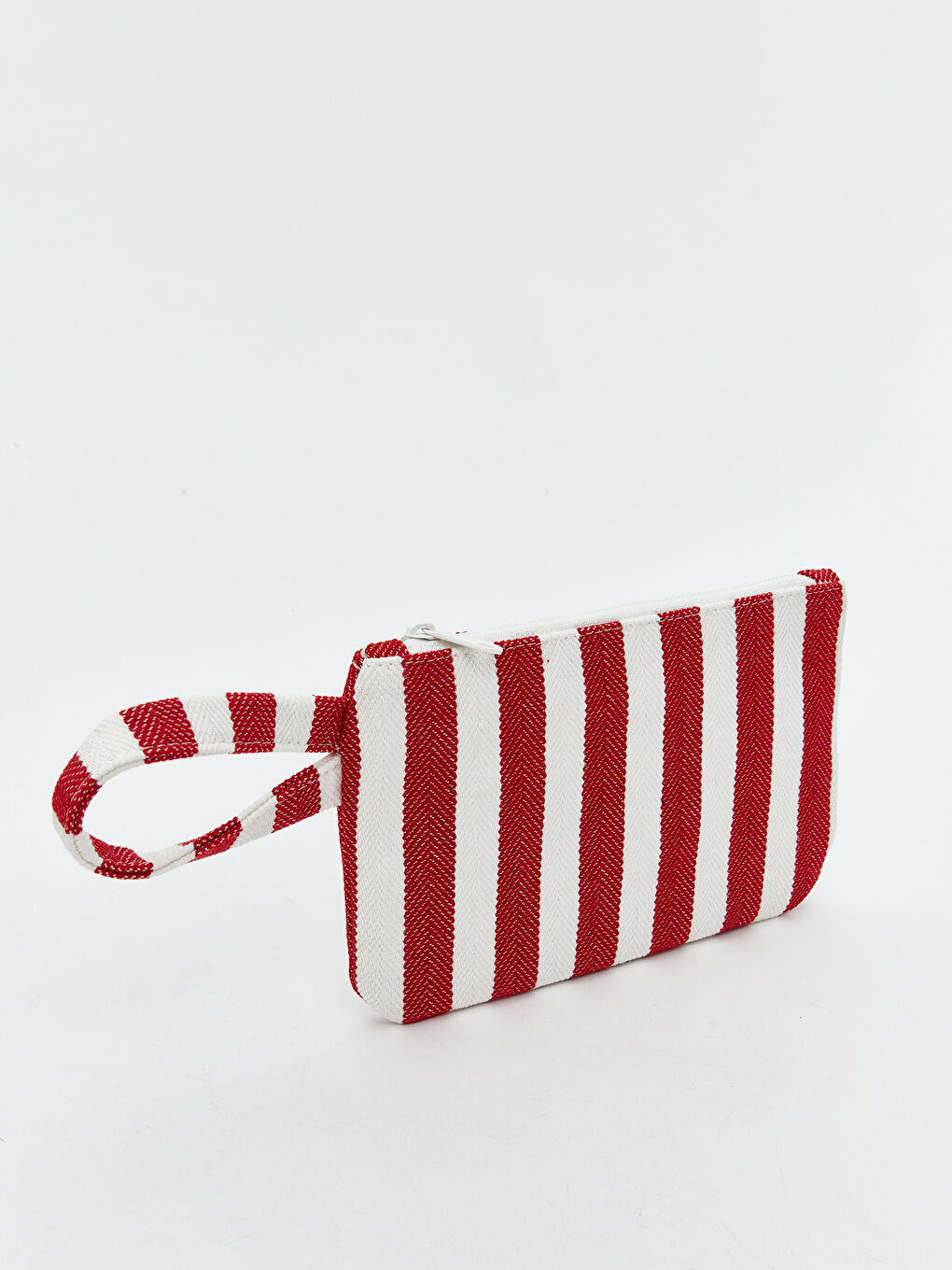 Kırmızı Çizgili Keten Portföy Çanta-1