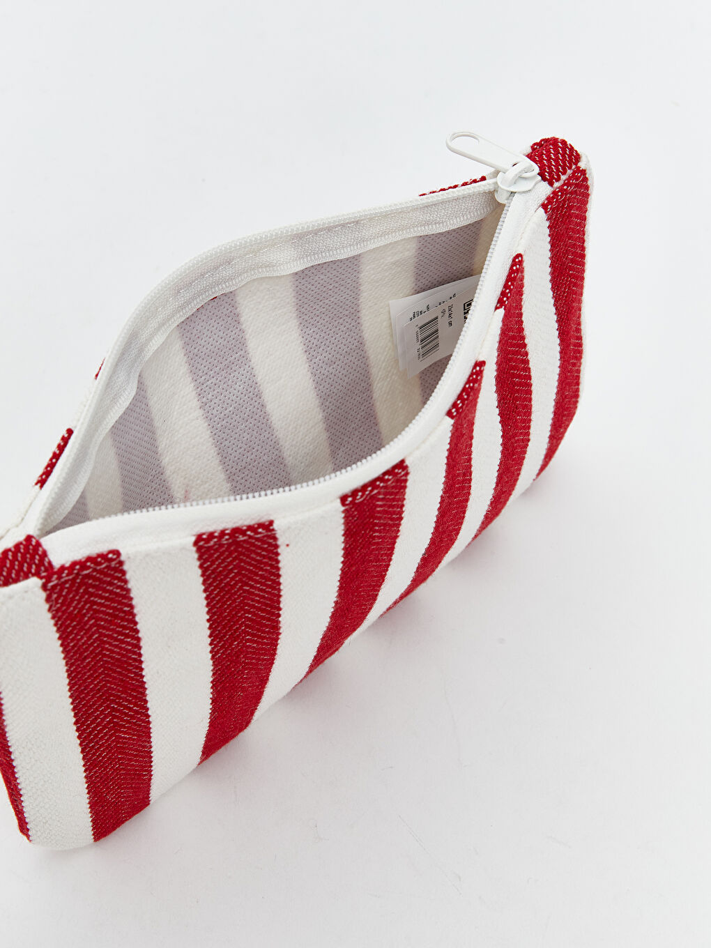 Kırmızı Çizgili Keten Portföy Çanta-2