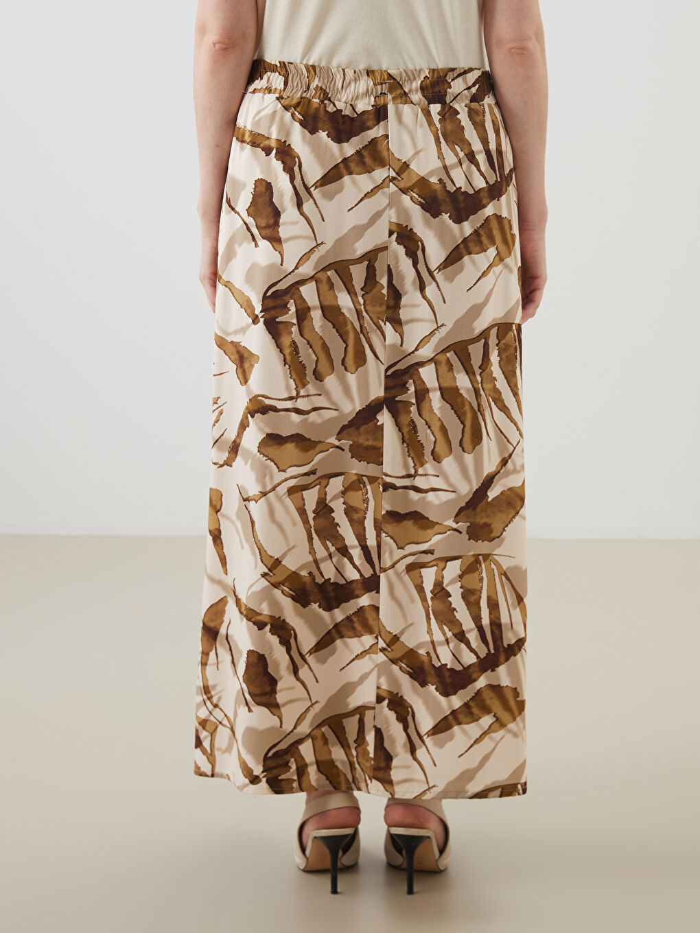 Elasticated Waist Patterned A-Line Skirt -S5QC67Z8-LQB