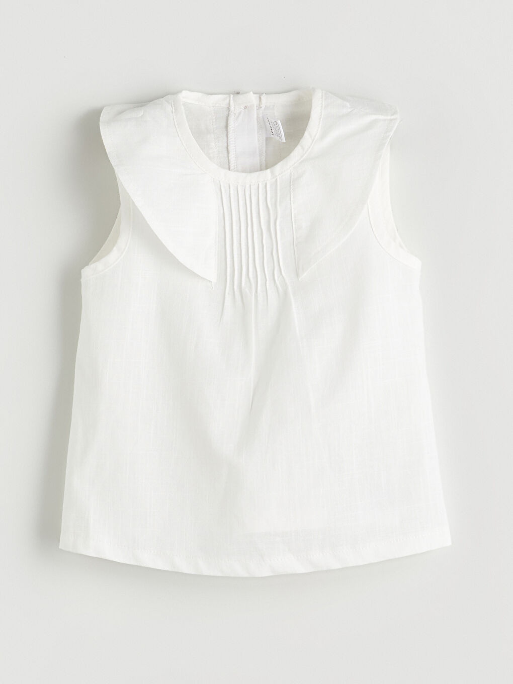 Ekru Bebe Yakalı Büzgü Detaylı Kız Bebek Bluz