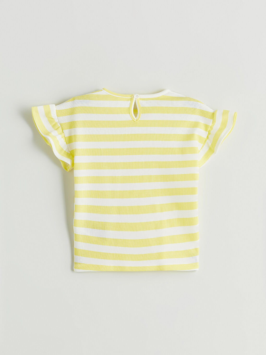 Sarı Bisiklet Yaka Baskılı Kız Çocuk Tişört-2