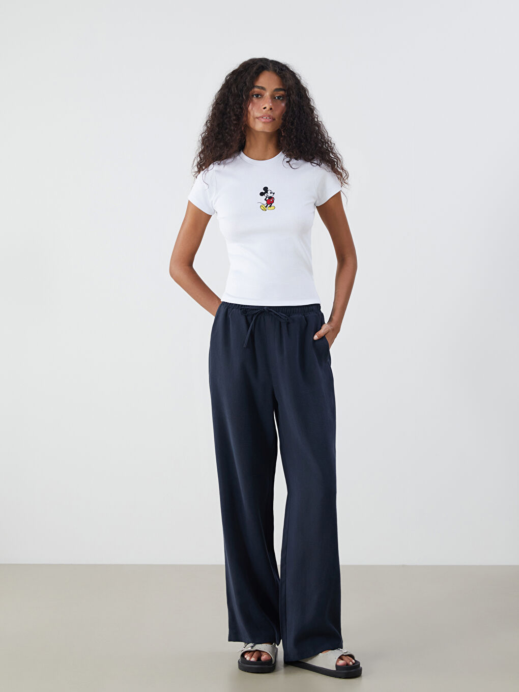 XSIDE Elastic Waist Wide Leg Women's Trousers -W5IA93Z8-CRP