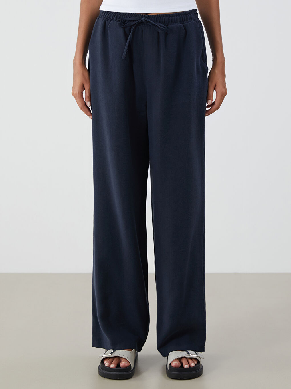 XSIDE Elastic Waist Wide Leg Women's Trousers -W5IA93Z8-CRP
