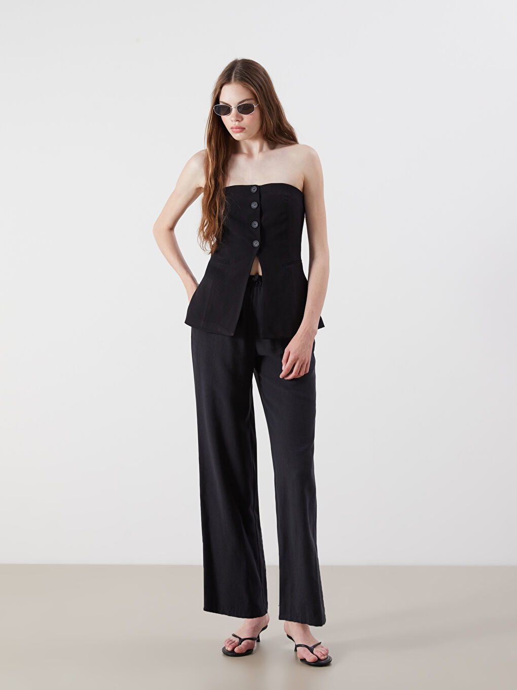 XSIDE Elastic Waist Wide Leg Women's Trousers -W5IA93Z8-CVL