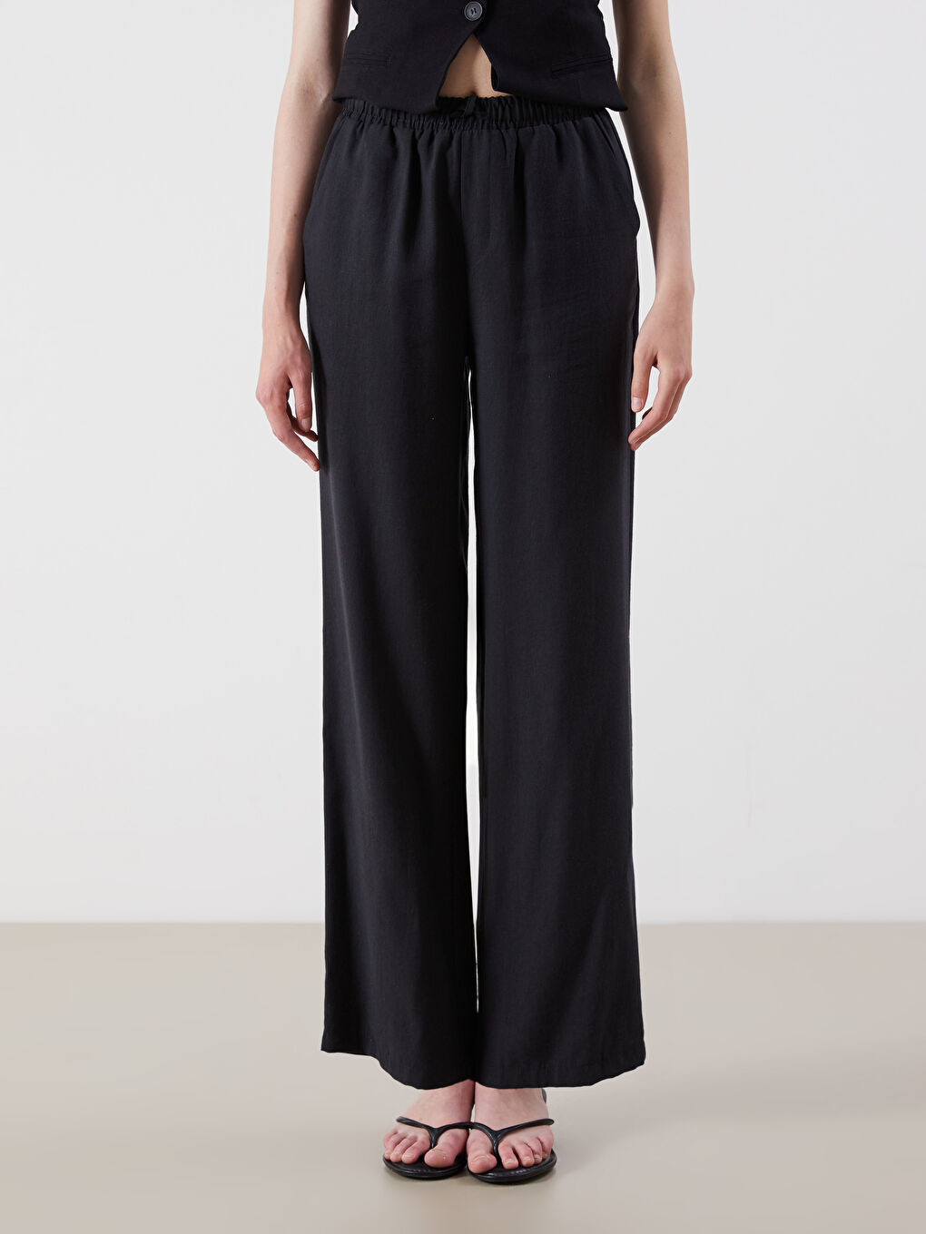 XSIDE Elastic Waist Wide Leg Women's Trousers -W5IA93Z8-CVL