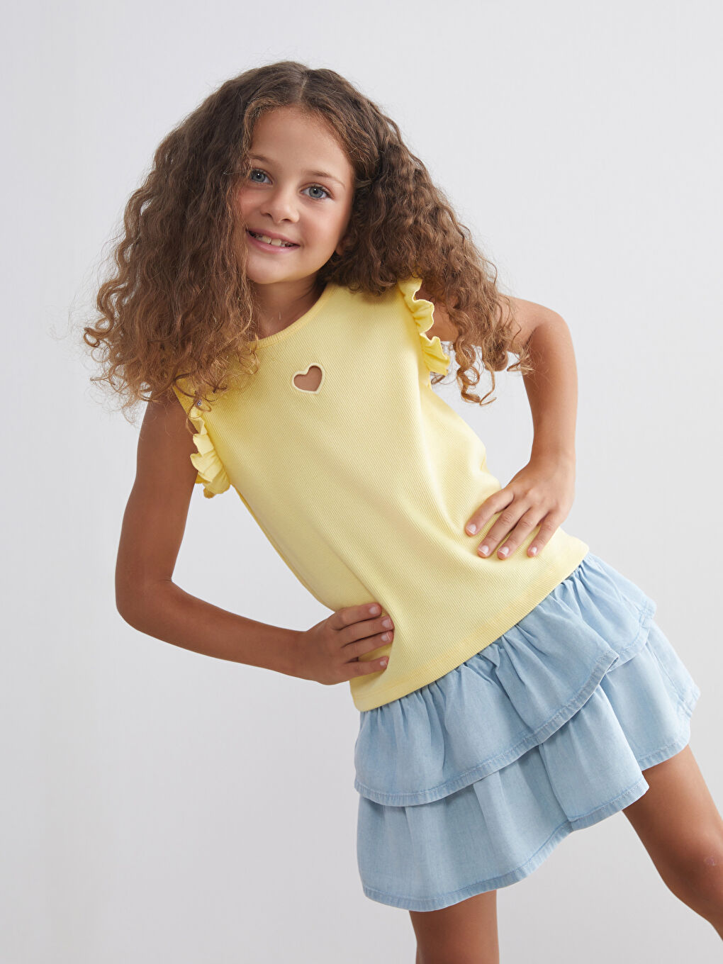 LCW Kids Crew Neck Embroidered Girls' Blouse -S5QC93Z1-FTK