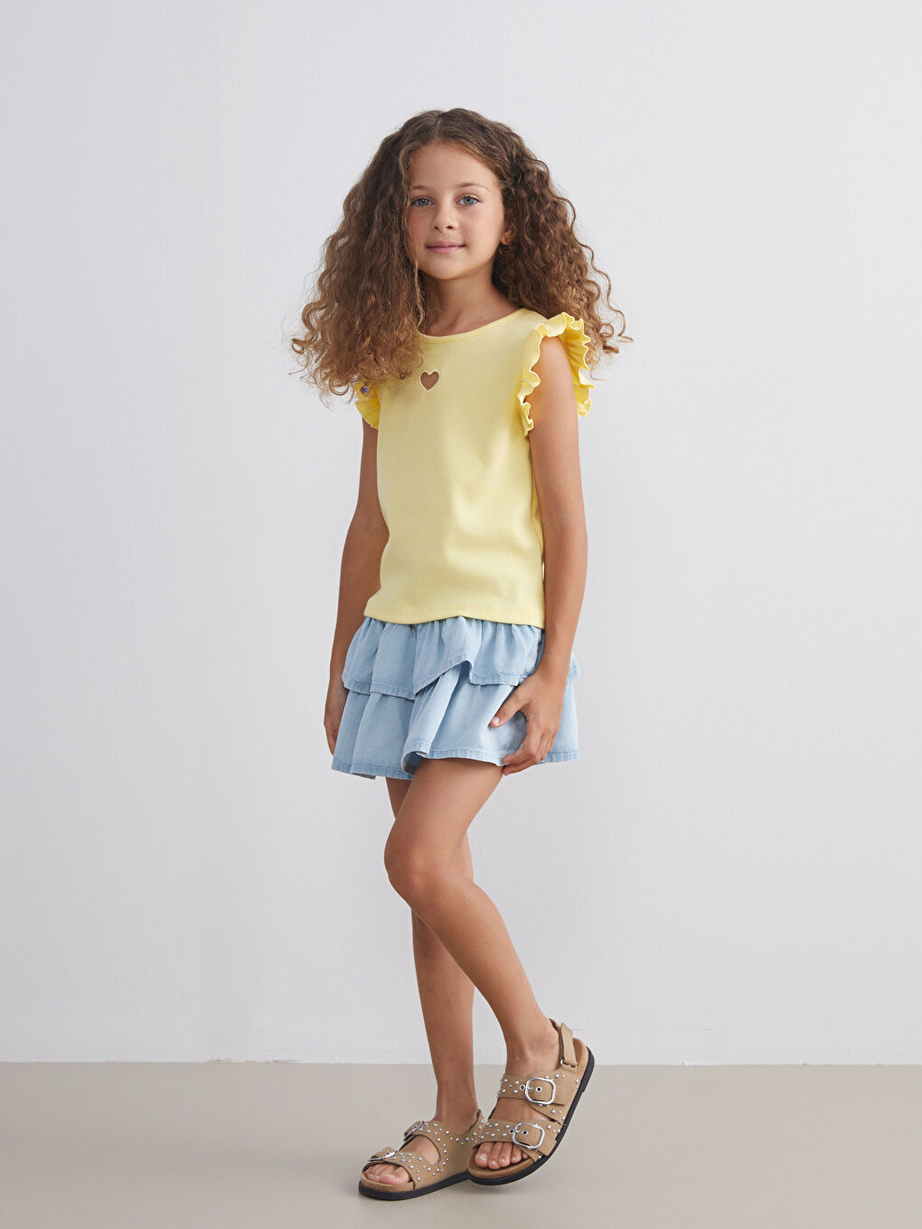 LCW Kids Crew Neck Embroidered Girls' Blouse -S5QC93Z1-FTK
