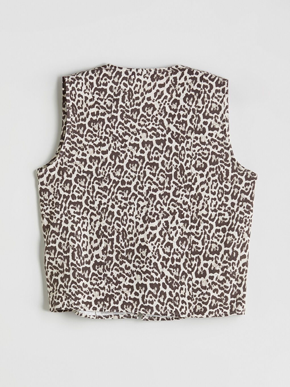 Kahverengi V Yaka Leopar Desenli Bluz-5