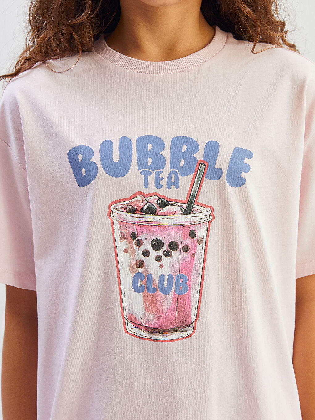 Pembe Bisiklet Yaka Kız Çocuk Tişört-2