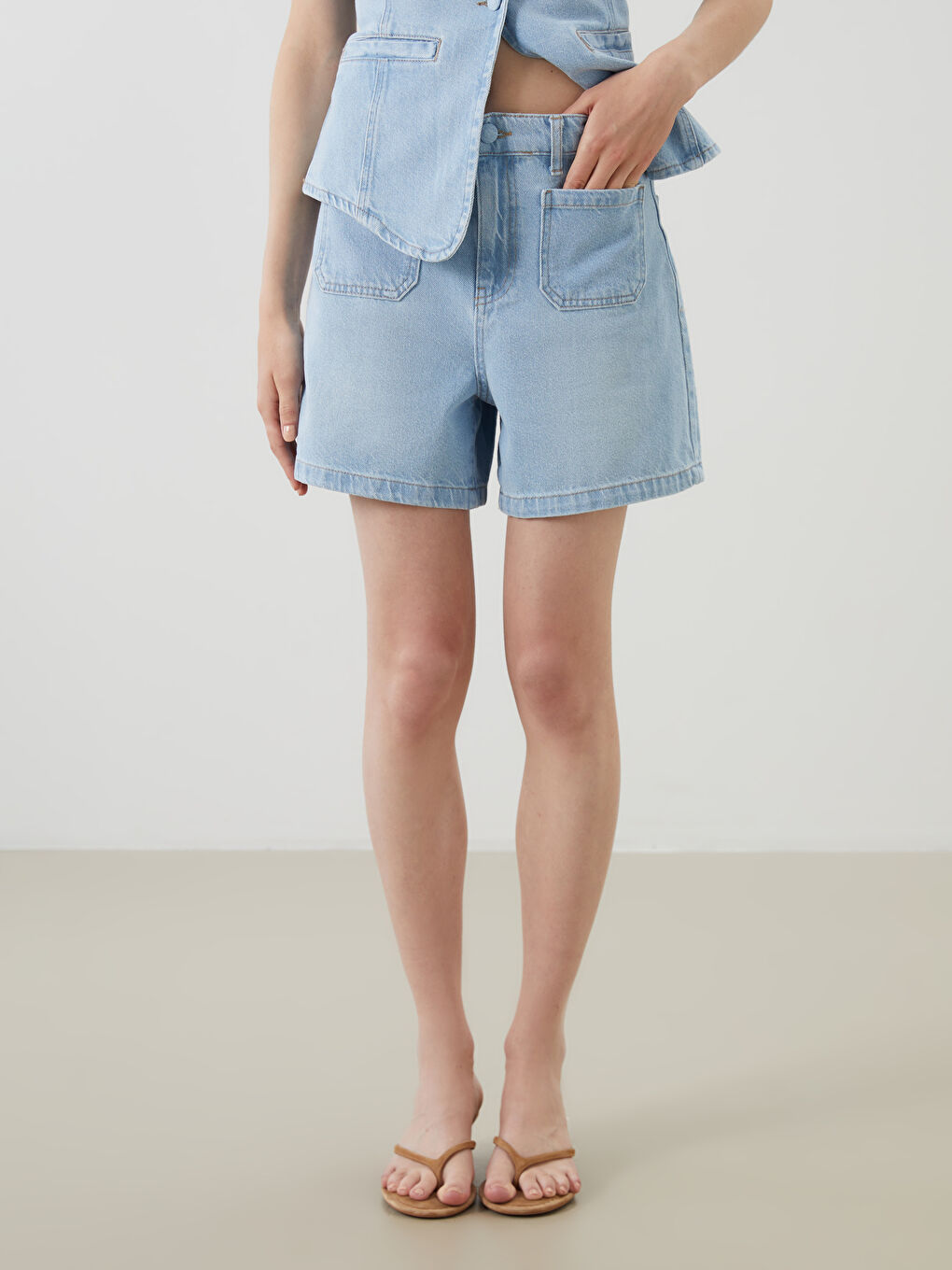 Regular Fit Women's Denim Shorts -S5QD19Z8-507