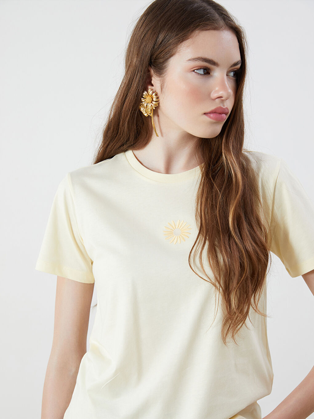 XSIDE Crew Neck Embroidered Women's T-Shirt -S5QD32Z8-CRK