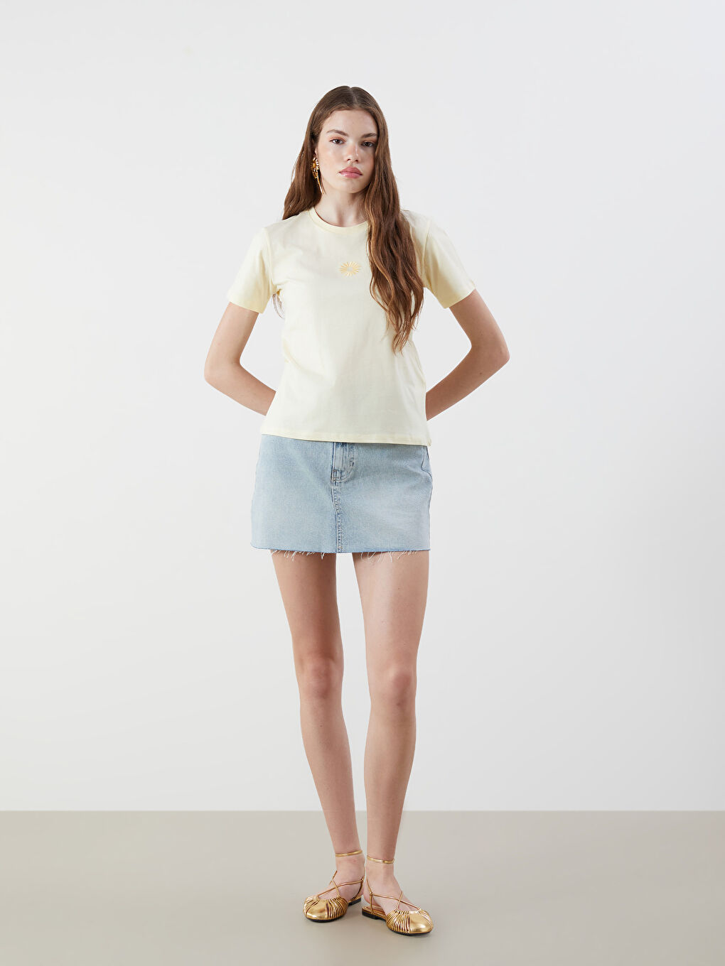 XSIDE Crew Neck Embroidered Women's T-Shirt -S5QD32Z8-CRK
