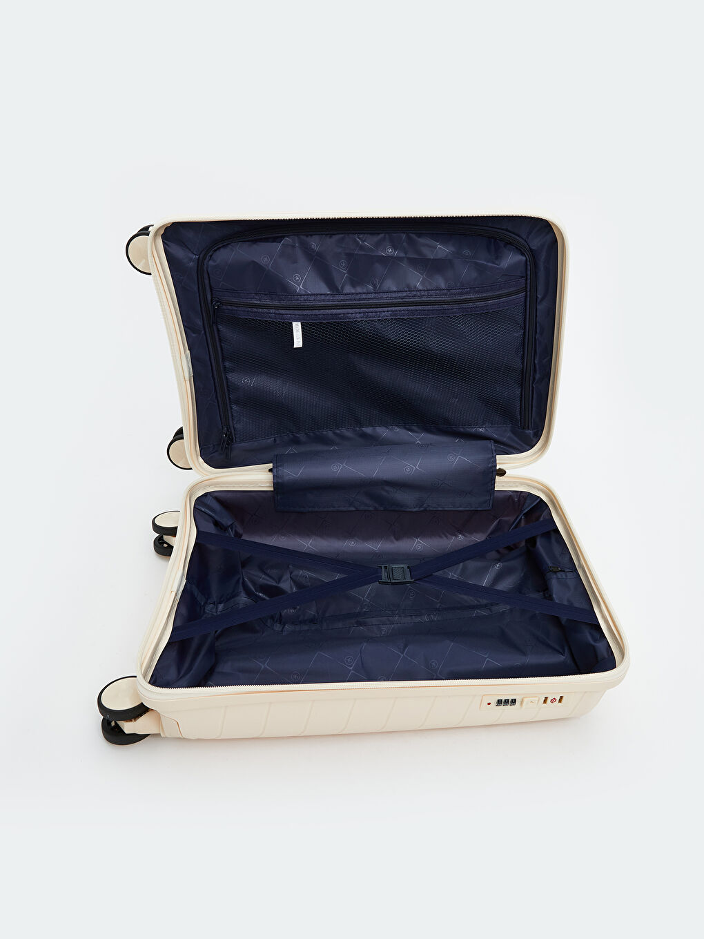 Ekru Kilit Detaylı Küçük Boy Valiz-3