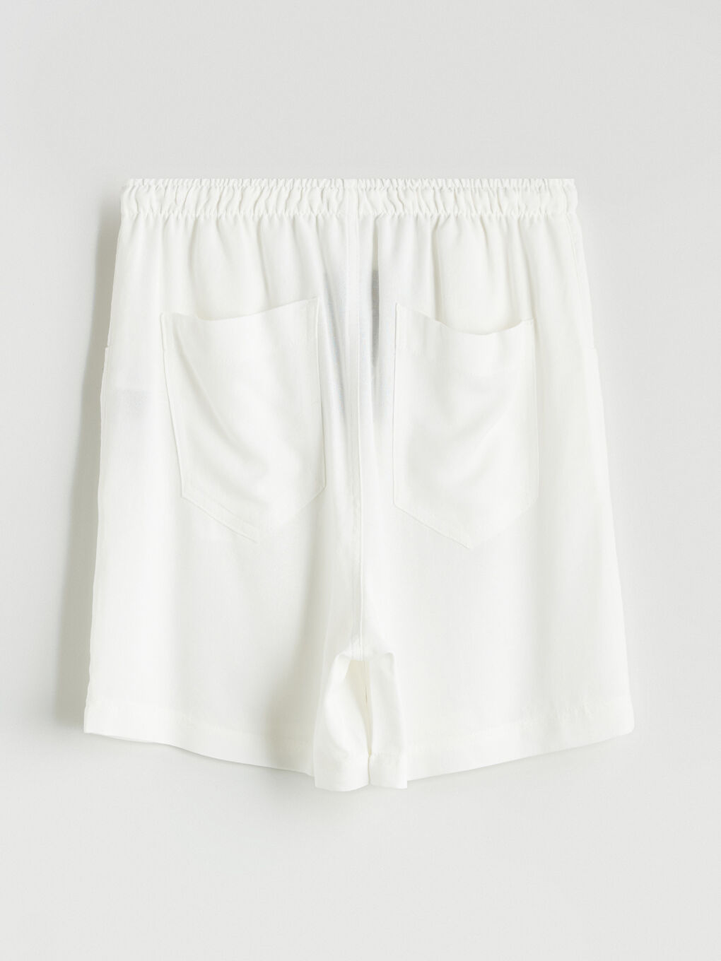 Plain Linen Blend Women's Shorts with Elastic Waist -S5QD45Z8-Q6K