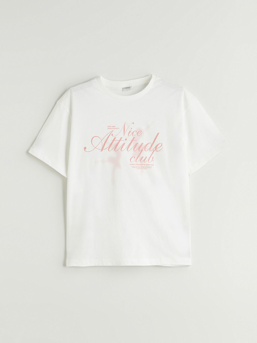 Ekru Bisiklet Yaka Kız Çocuk Tişört