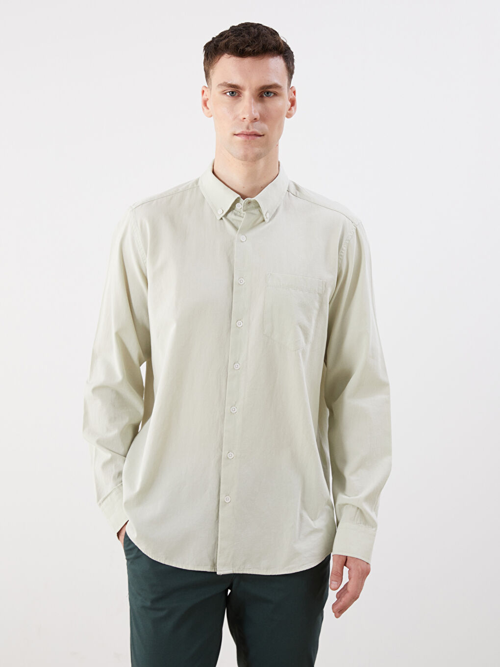 LCWAIKIKI Classic Regular Fit Long Sleeve Poplin Men's Shirt -S5QD47Z8-G0F