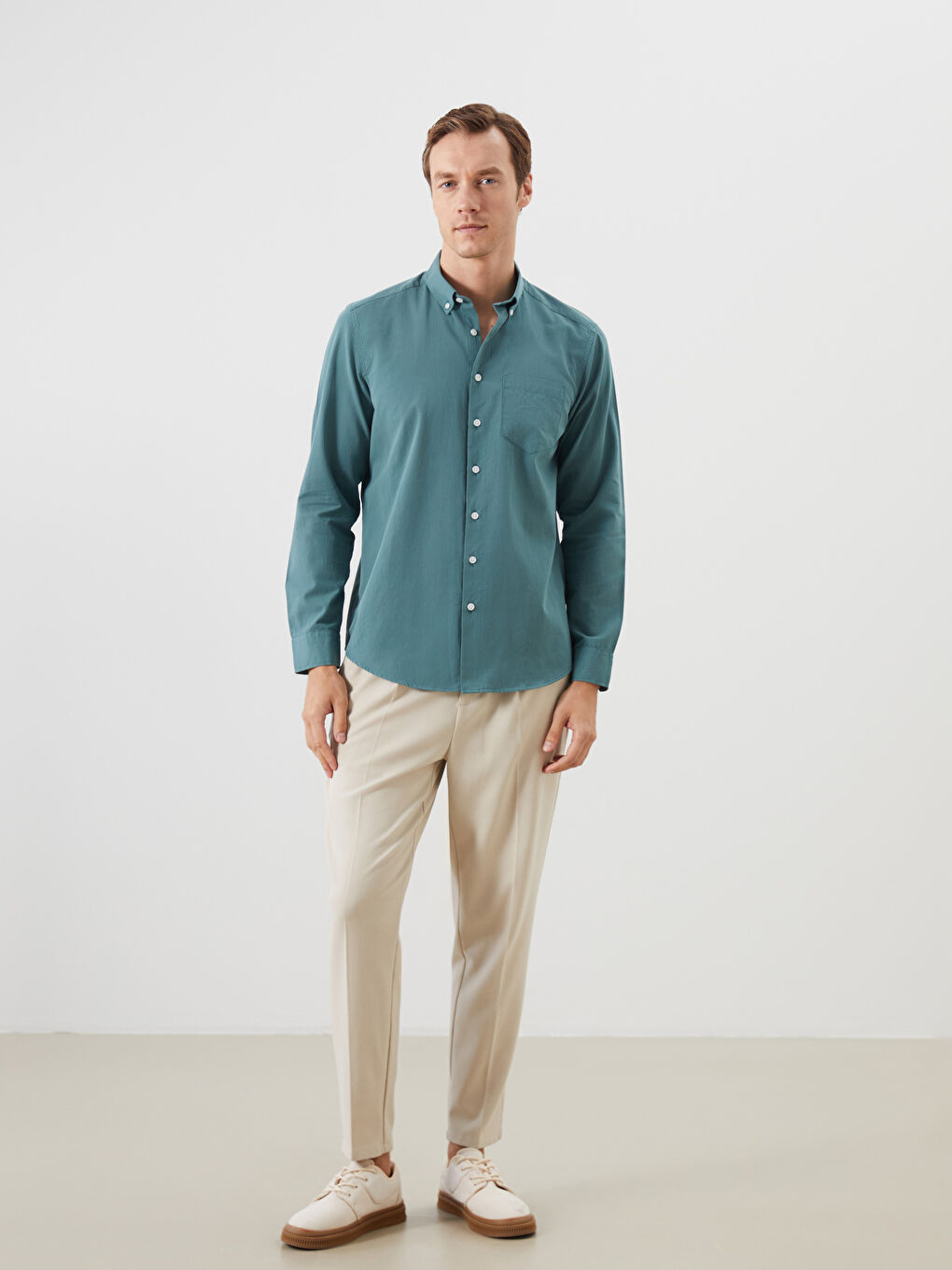 LCWAIKIKI Classic Regular Fit Long Sleeve Poplin Men's Shirt -S5QD47Z8-H9W