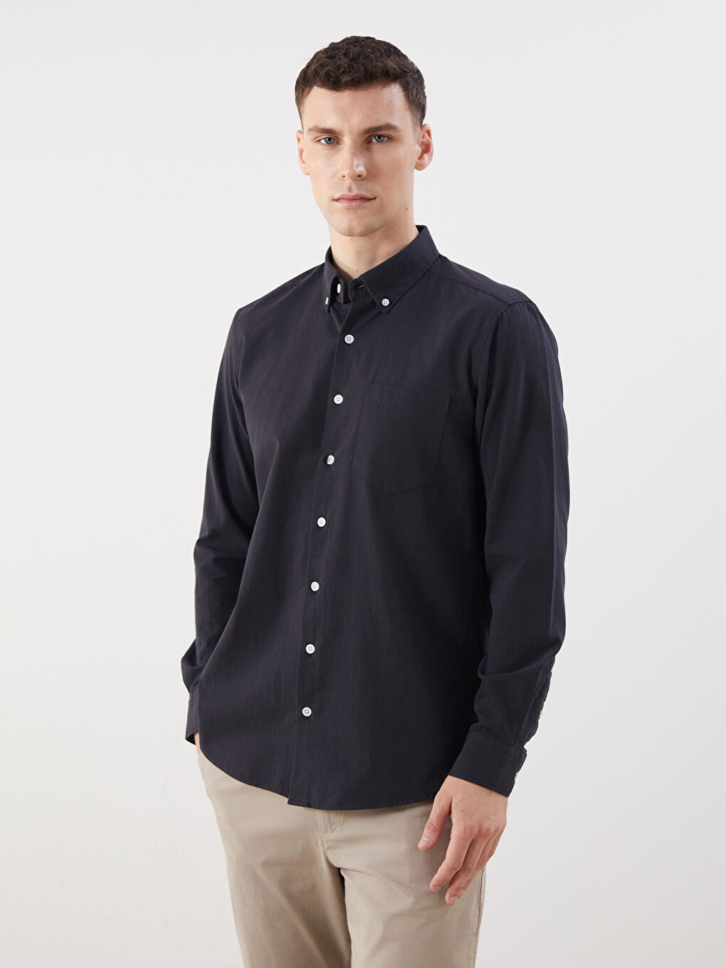 LCWAIKIKI Classic Regular Fit Long Sleeve Poplin Men's Shirt -S5QD47Z8-HGG