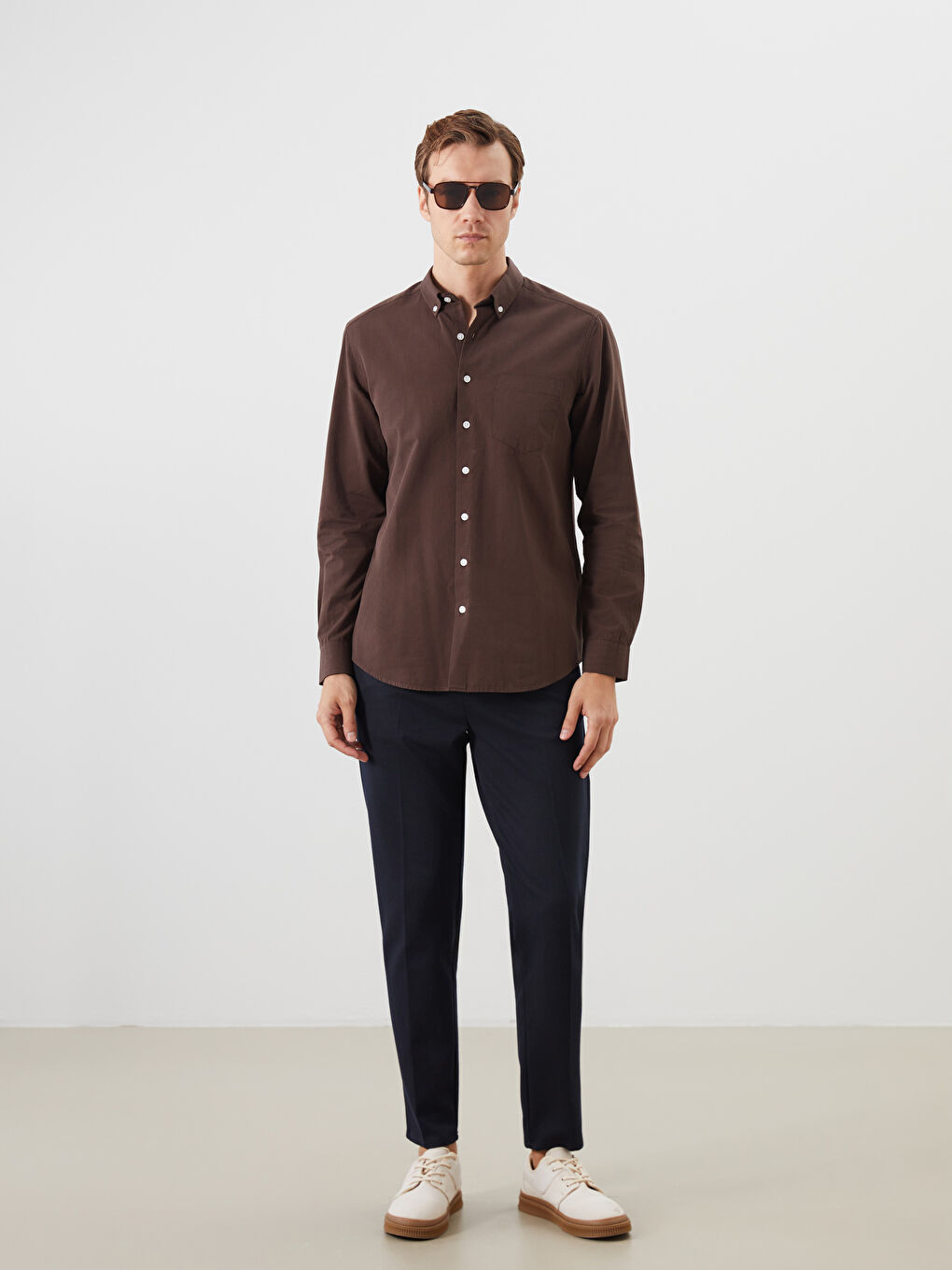 LCWAIKIKI Classic Regular Fit Long Sleeve Poplin Men's Shirt -S5QD47Z8-HSK