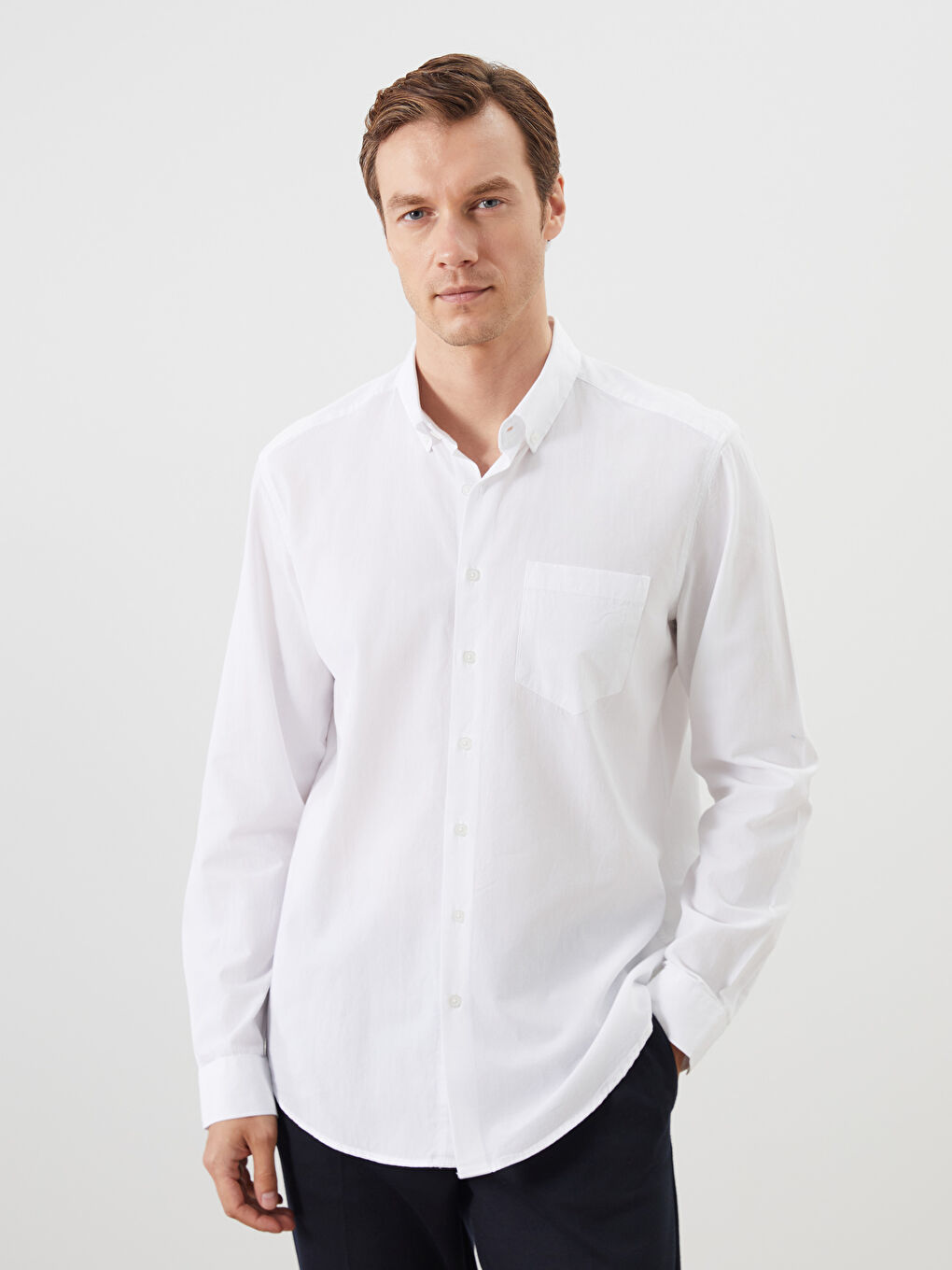 LCWAIKIKI Classic Regular Fit Long Sleeve Poplin Men's Shirt -S5QD47Z8-Q6K