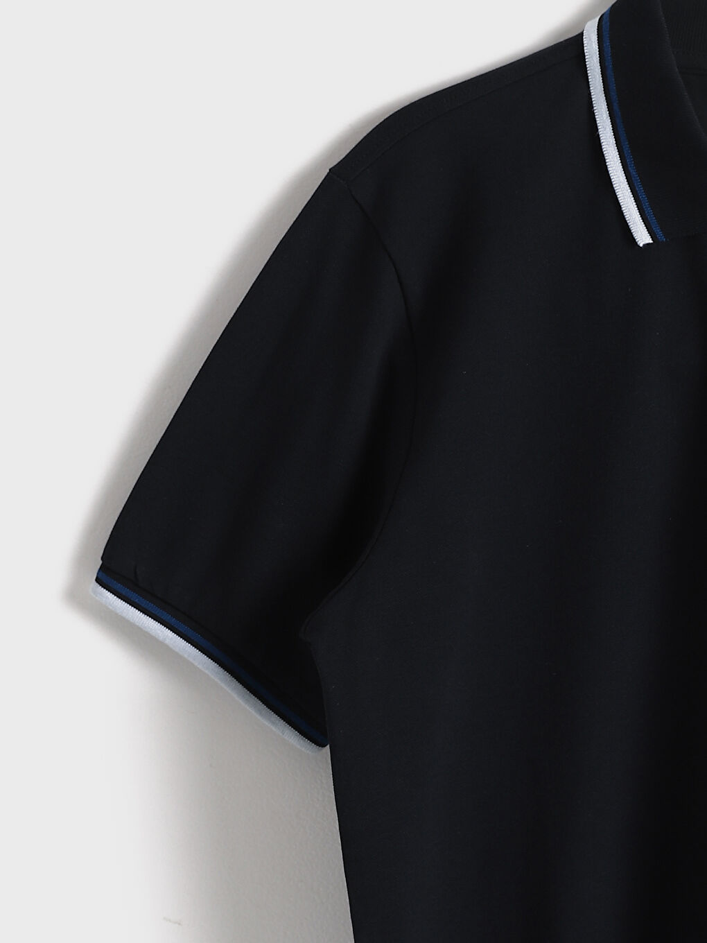 Lacivert Polo Yaka Kısa Kollu Pike Erkek Tişört-2