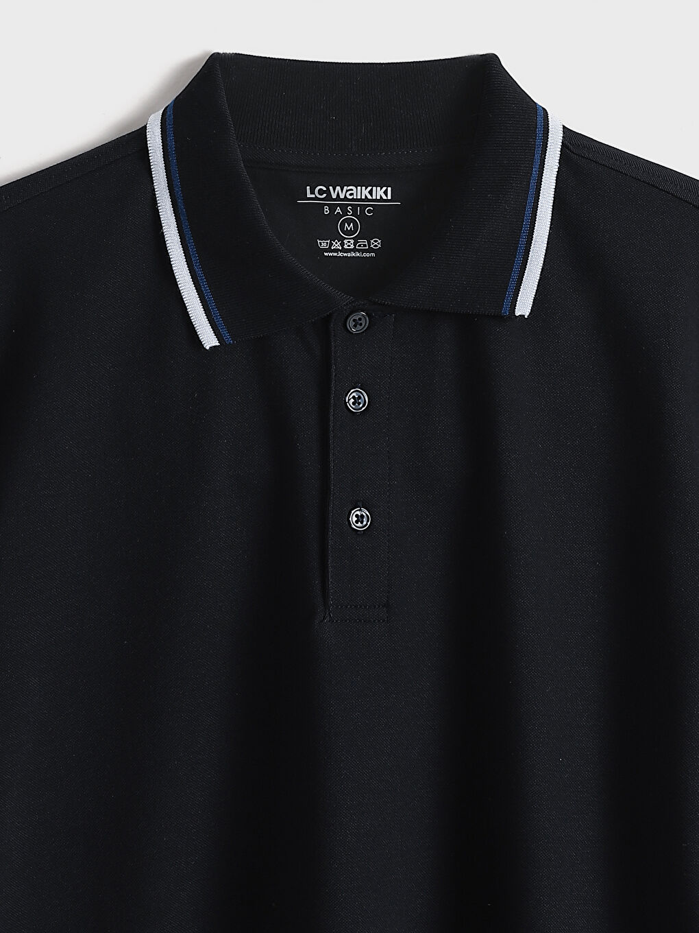 Lacivert Polo Yaka Kısa Kollu Pike Erkek Tişört-3