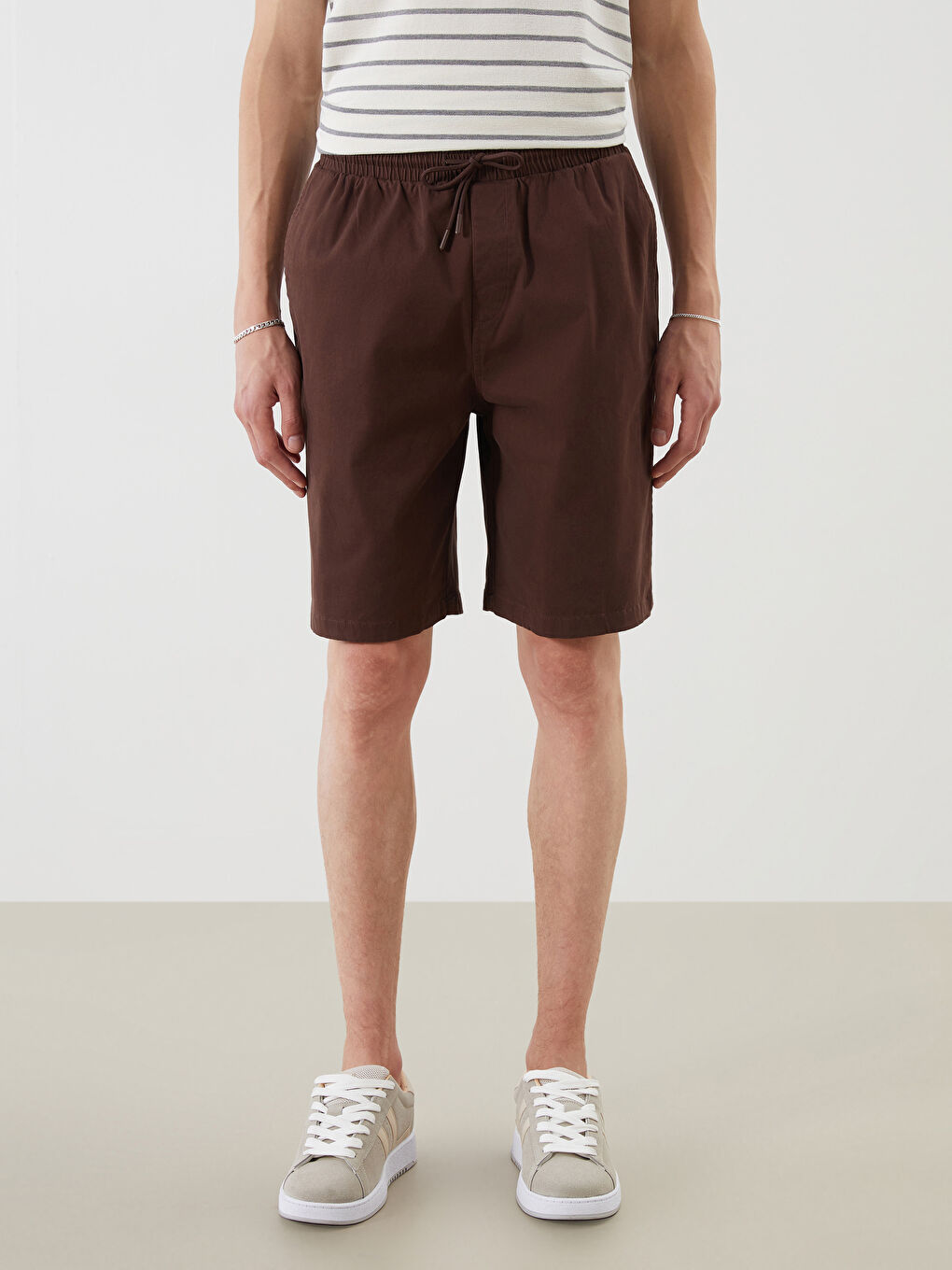 Шорты из саржи свободного кроя для мужчин-1