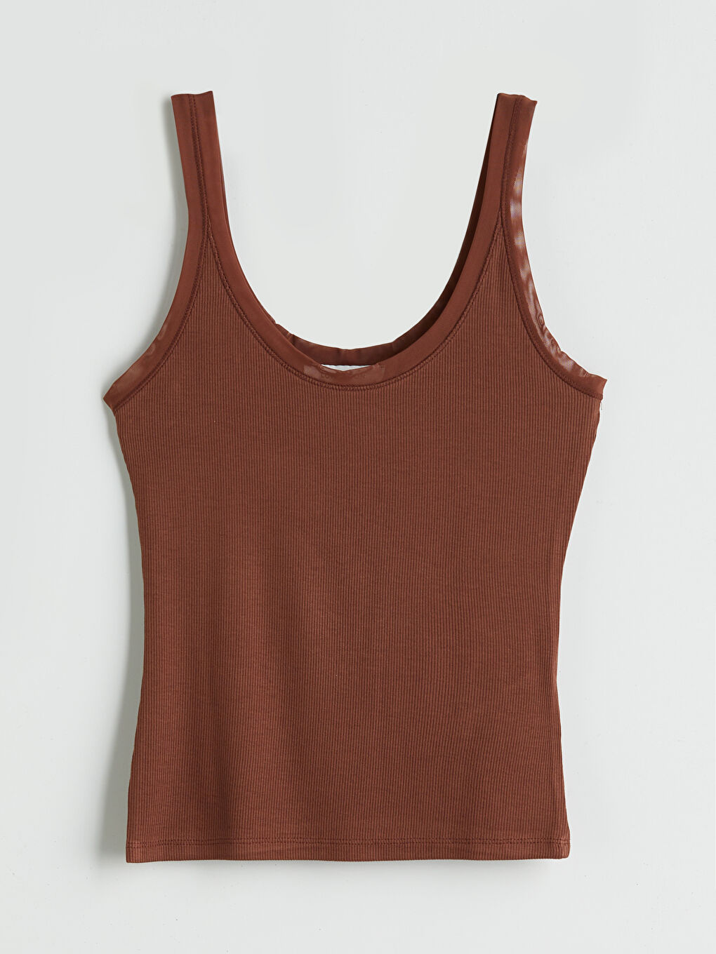 LCW Vision U-Ausschnitt Geripptes Tanktop Für Damen -S5QD72Z8-HHB