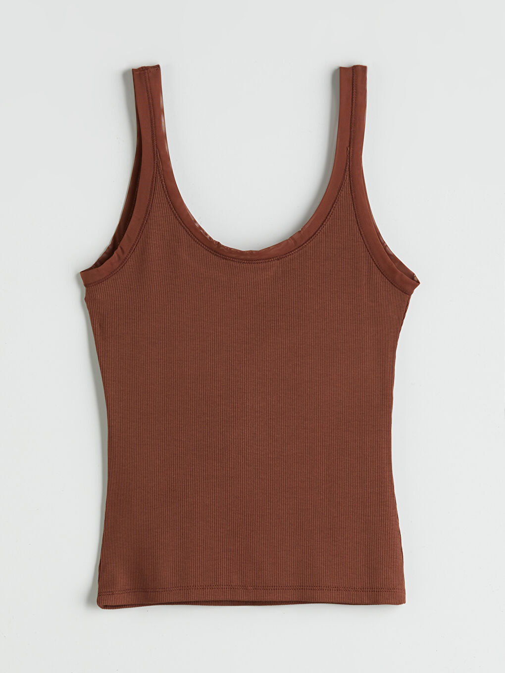 LCW Vision U-Ausschnitt Geripptes Tanktop Für Damen -S5QD72Z8-HHB