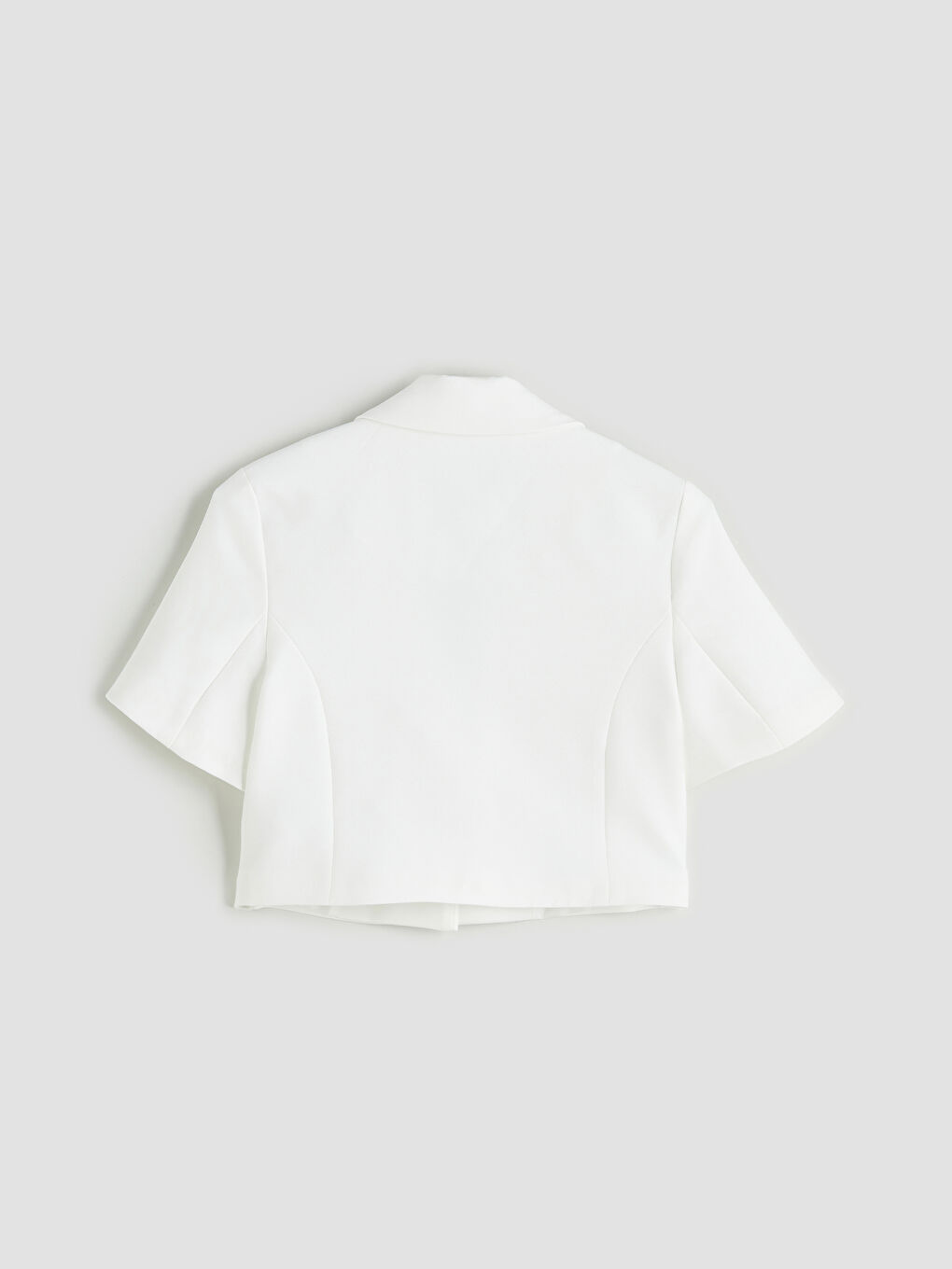 Beyaz Çiçekli Kız Çocuk Crop Ceket-1