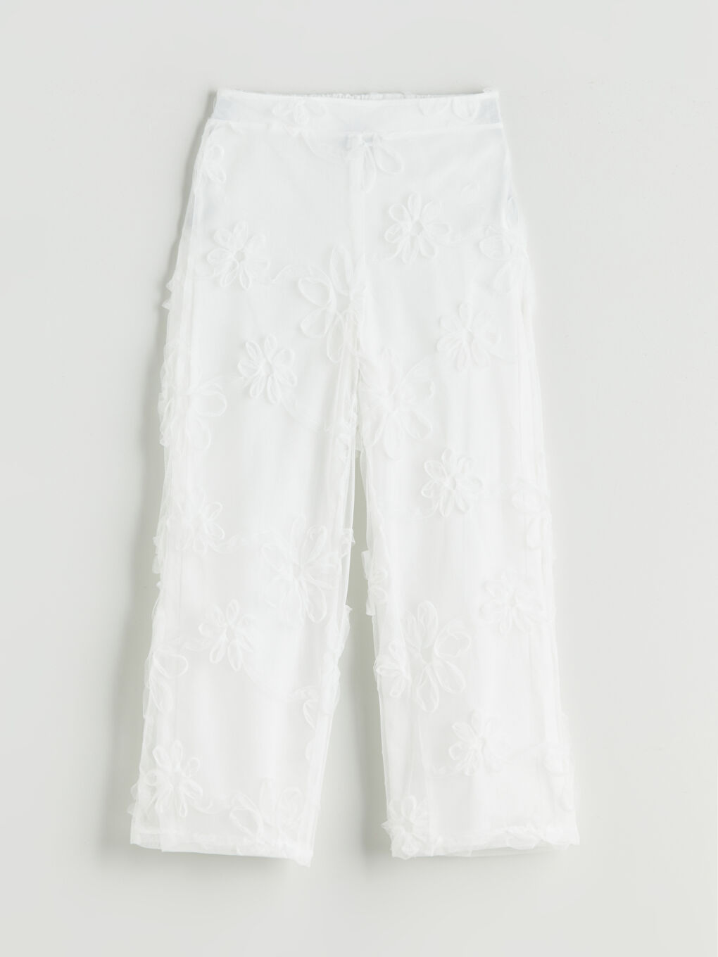 بنطلون للبنات مزين بنقشة زهرية بخصر مطاطي