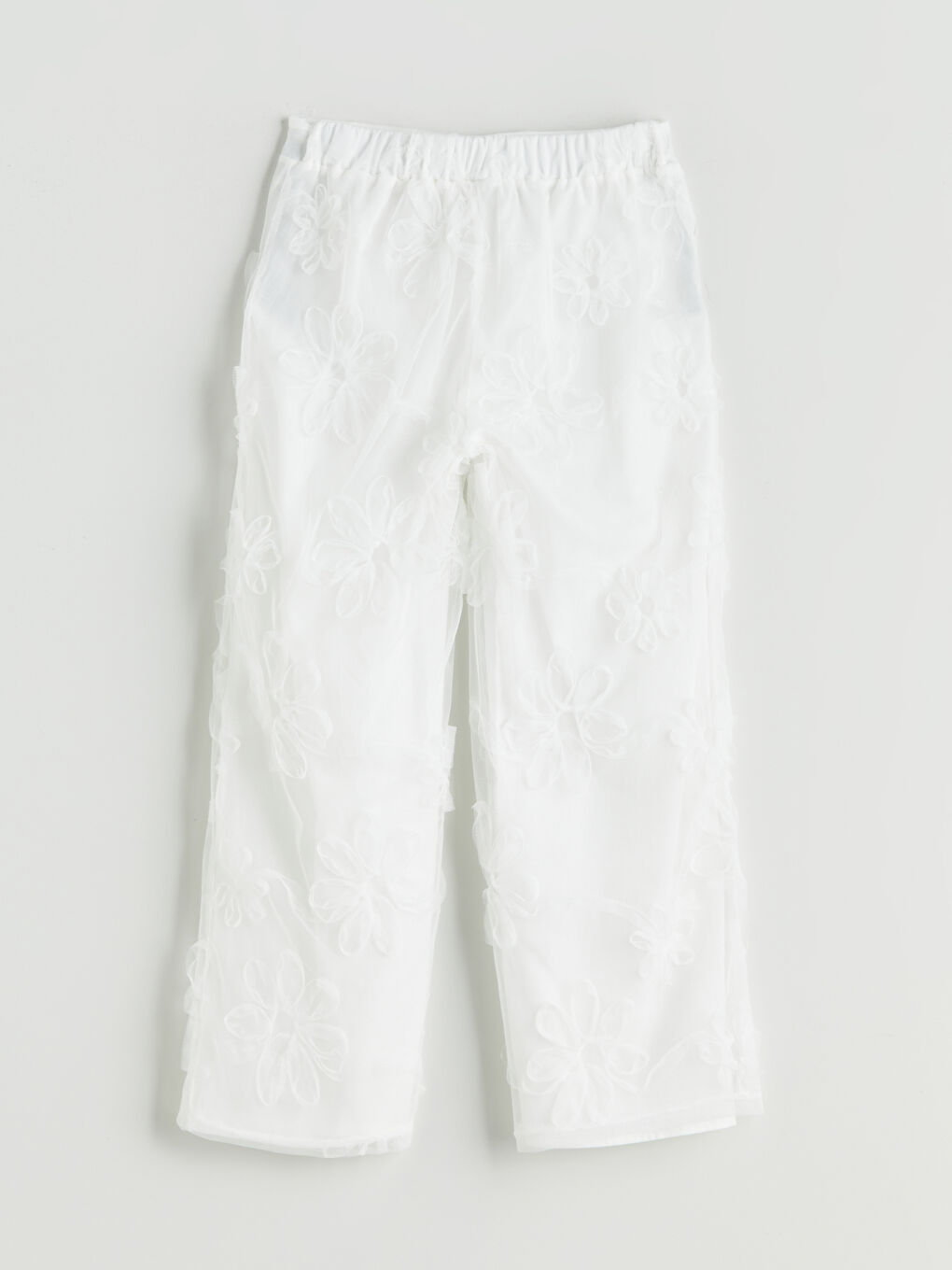 بنطلون للبنات مزين بنقشة زهرية بخصر مطاطي-1