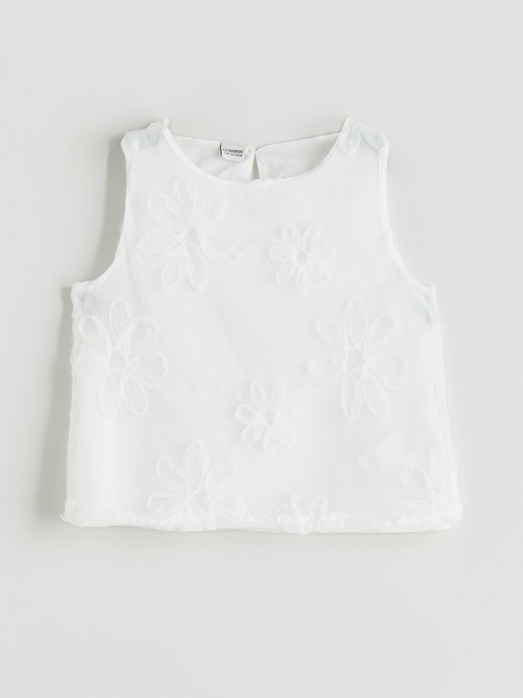 Ekru Bisiklet Yaka Çiçekli Kız Çocuk Bluz