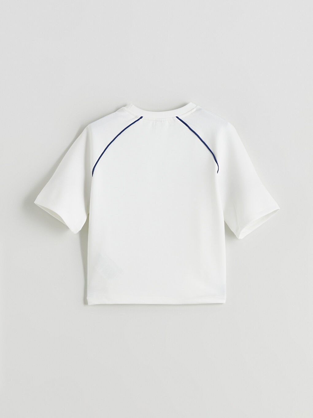 Ekru Bisiklet Yaka Kız Çocuk Tişört-2