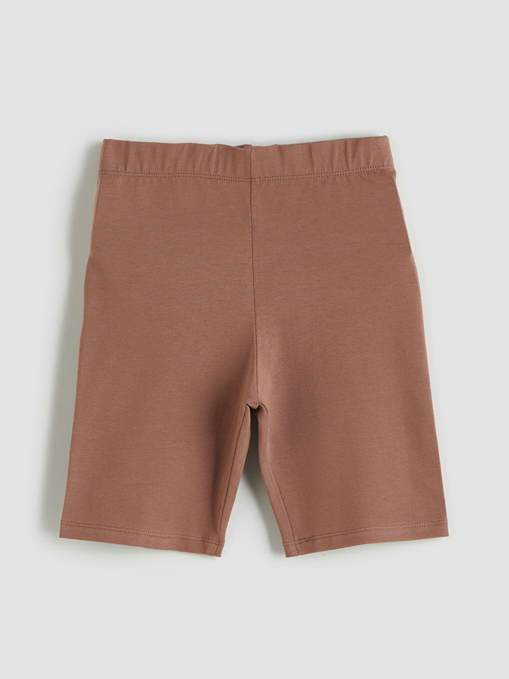 Kahverengi Beli Lastikli Kız Çocuk Kısa Tayt-1