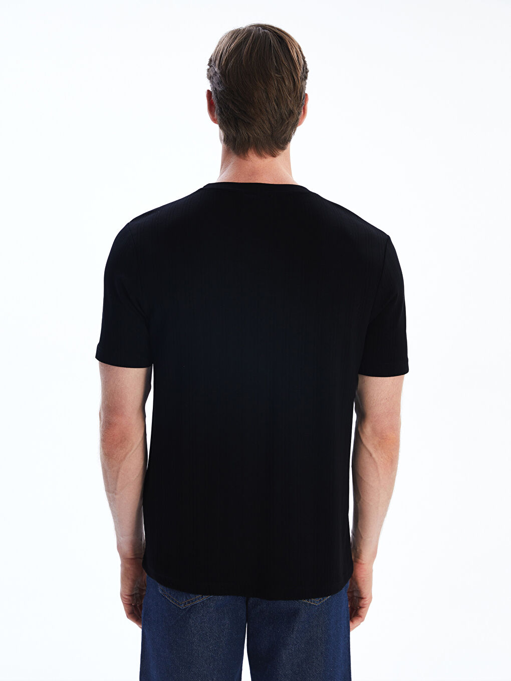 Siyah Bisiklet Yaka Erkek Tişört-3