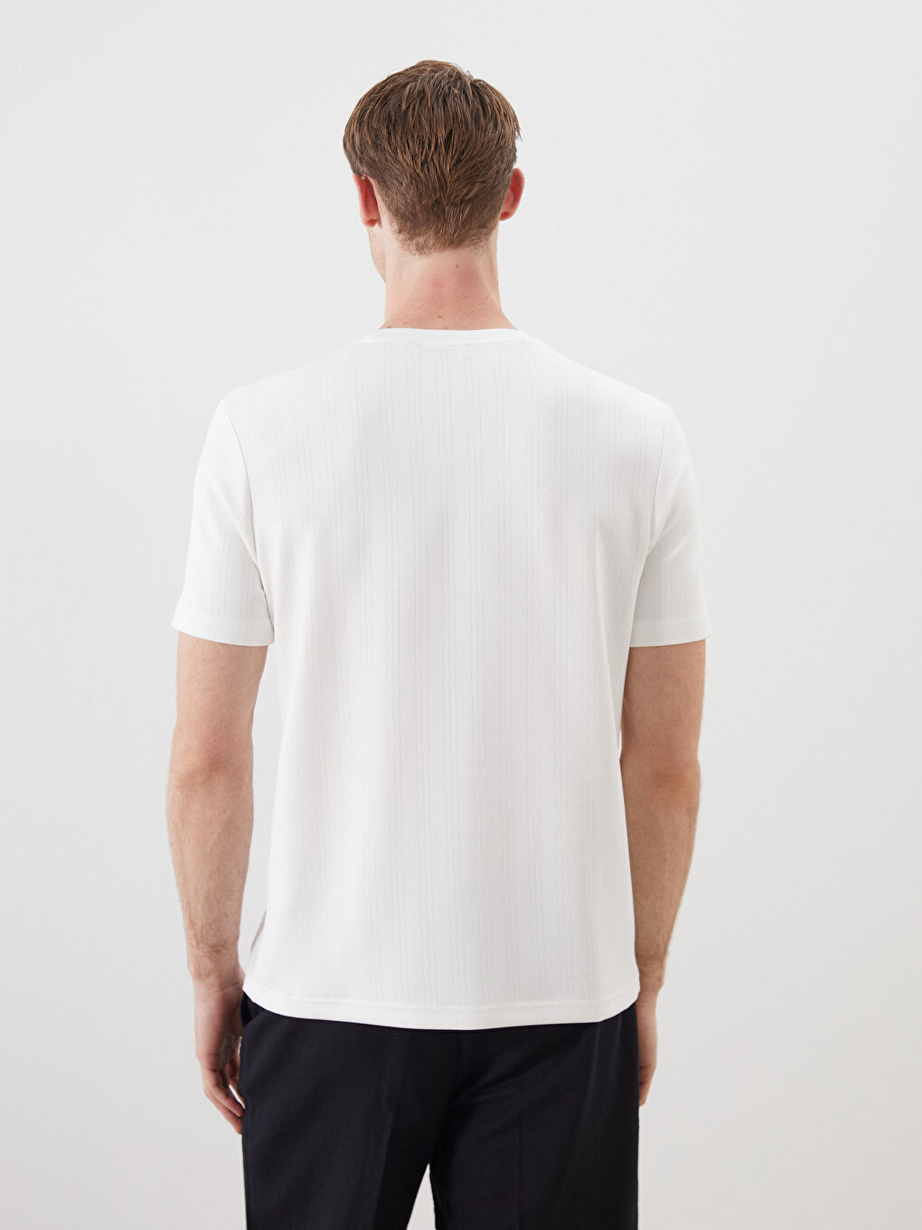 Ekru Bisiklet Yaka Erkek Tişört-3