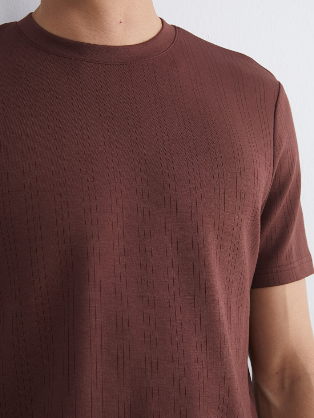 Kahverengi Bisiklet Yaka Erkek Tişört-2