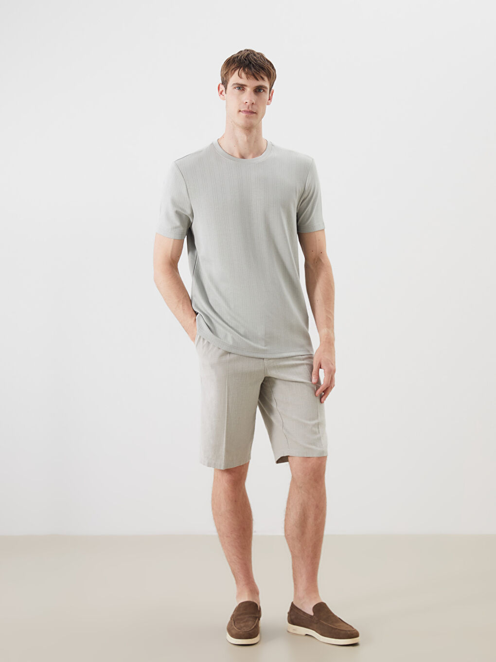 Yeşil Bisiklet Yaka Erkek Tişört-1