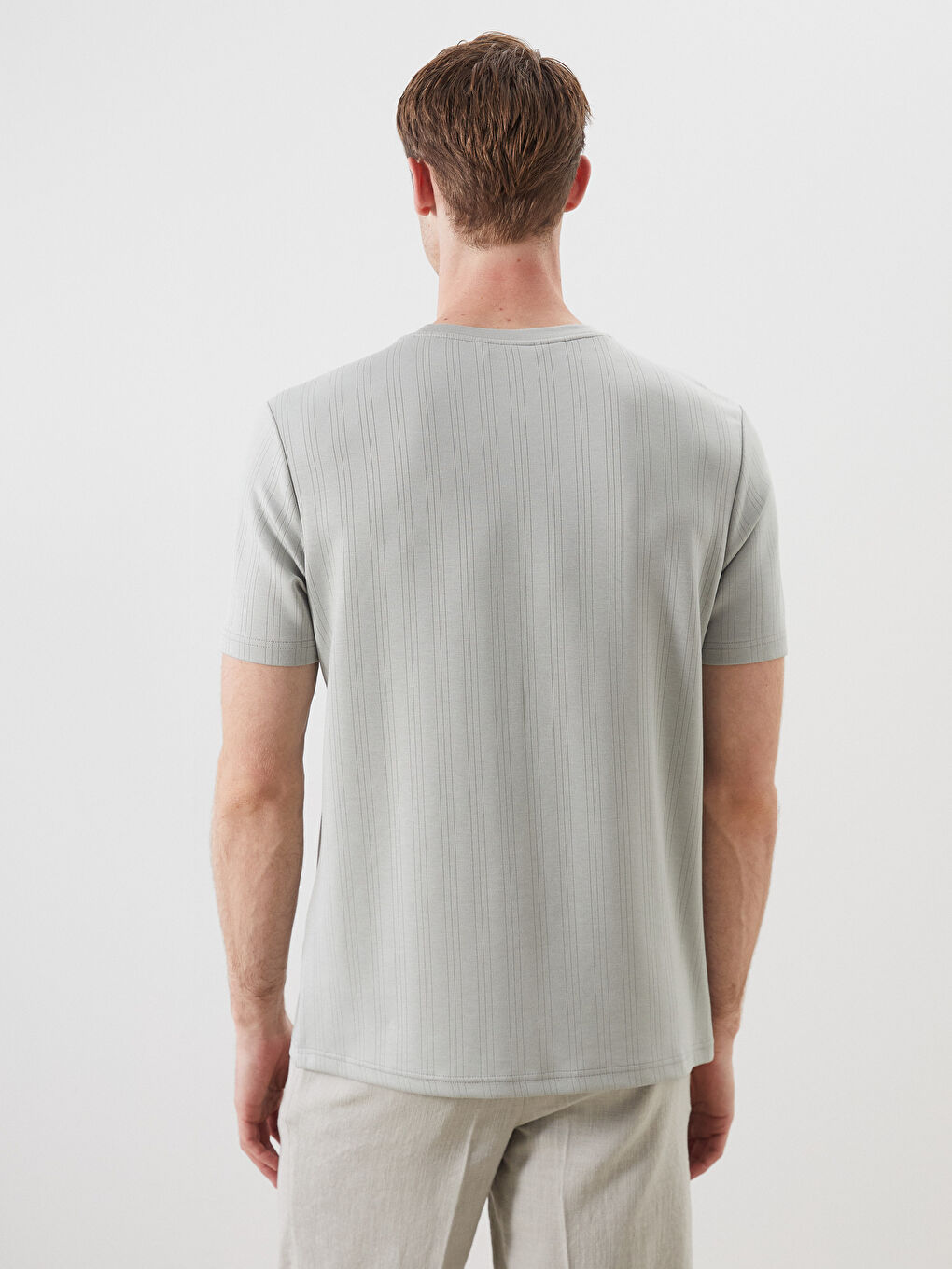 Yeşil Bisiklet Yaka Erkek Tişört-3