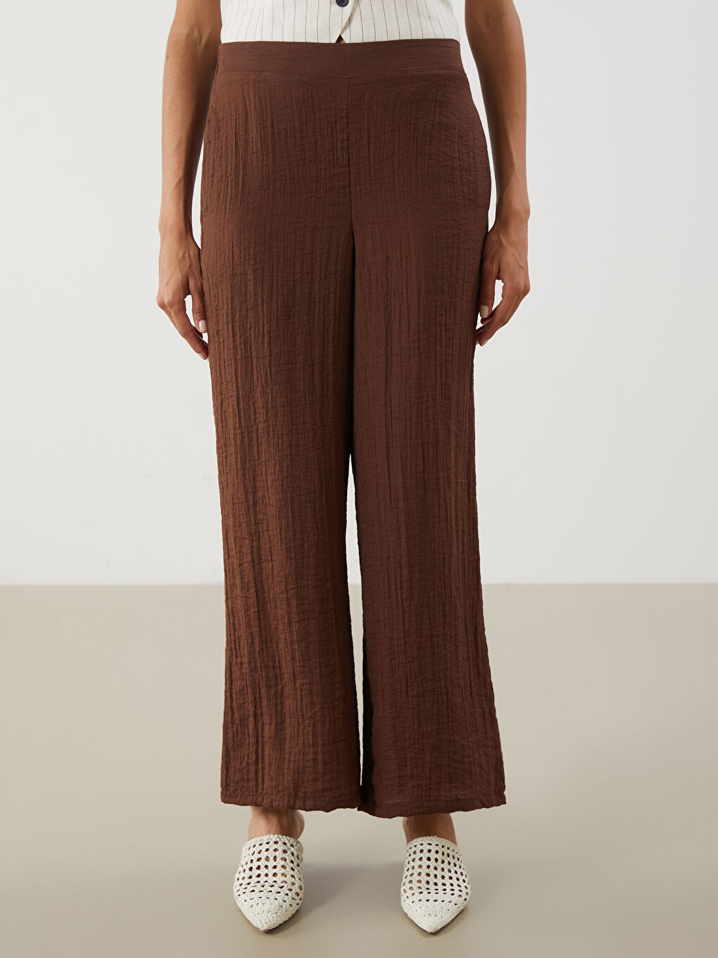 LCWAIKIKI Classic Elasticated Waist Linen-Look Women's Trousers -S5QE91Z8-L0C