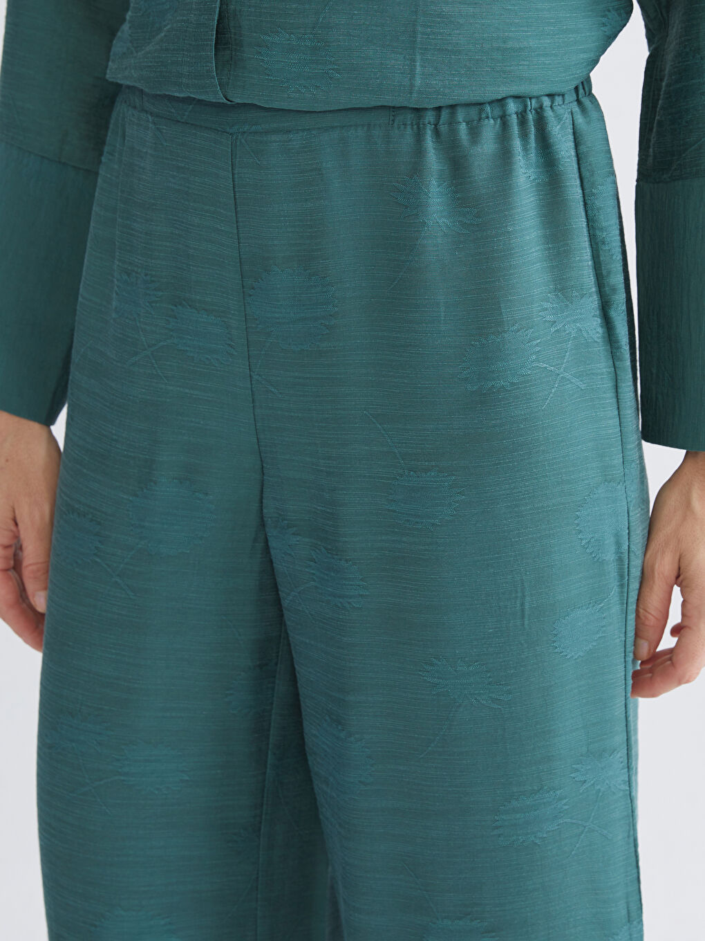 Elasticated Waist Patterned Wide Leg Women's Trousers-2