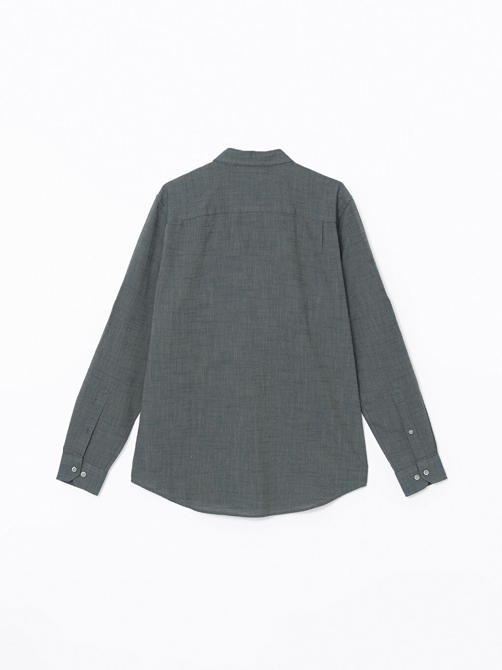 Yeşil Regular Fit Uzun Kollu Armürlü Erkek Gömlek-11