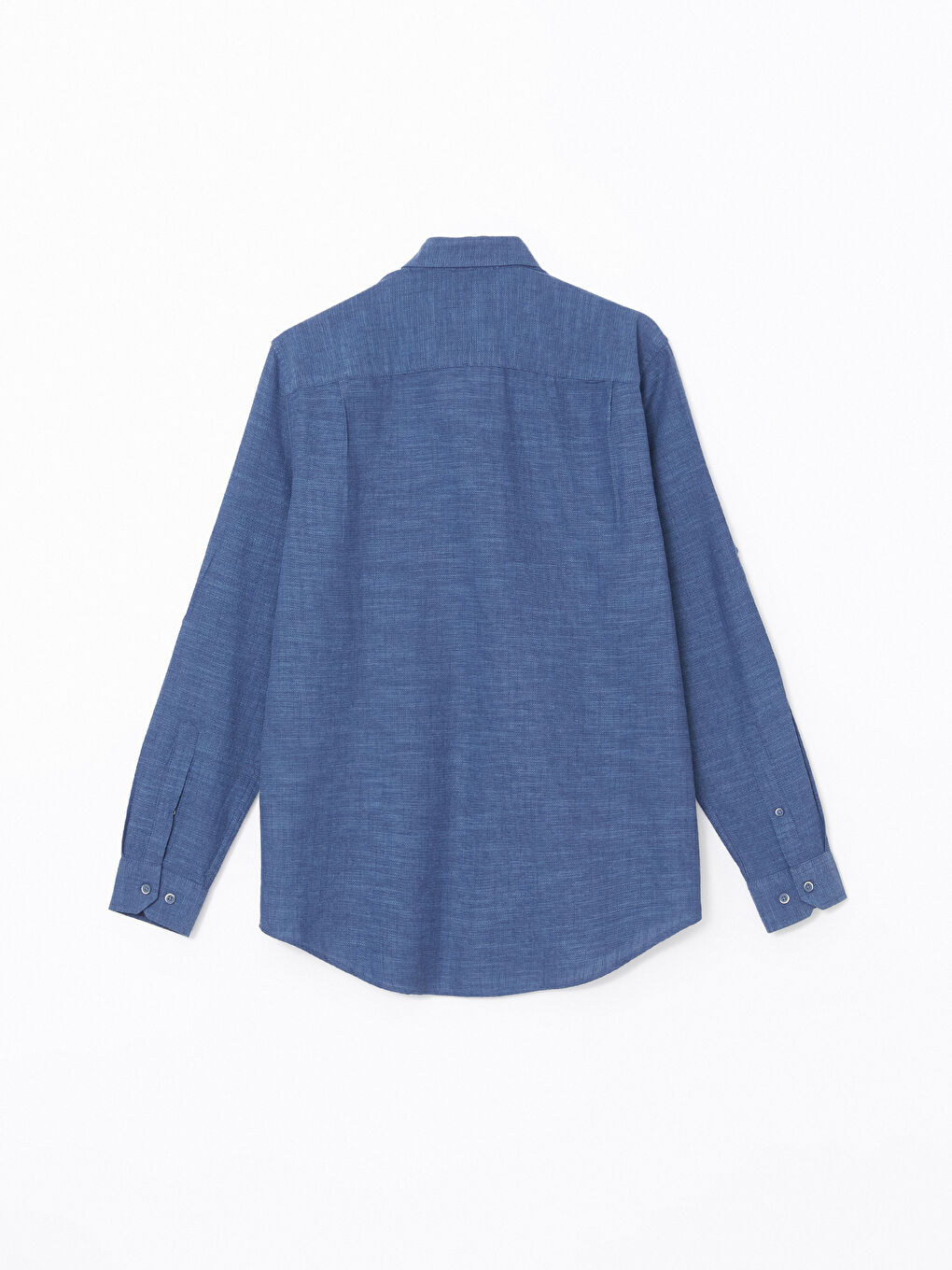 Lacivert Regular Fit Uzun Kollu Armürlü Erkek Gömlek-11