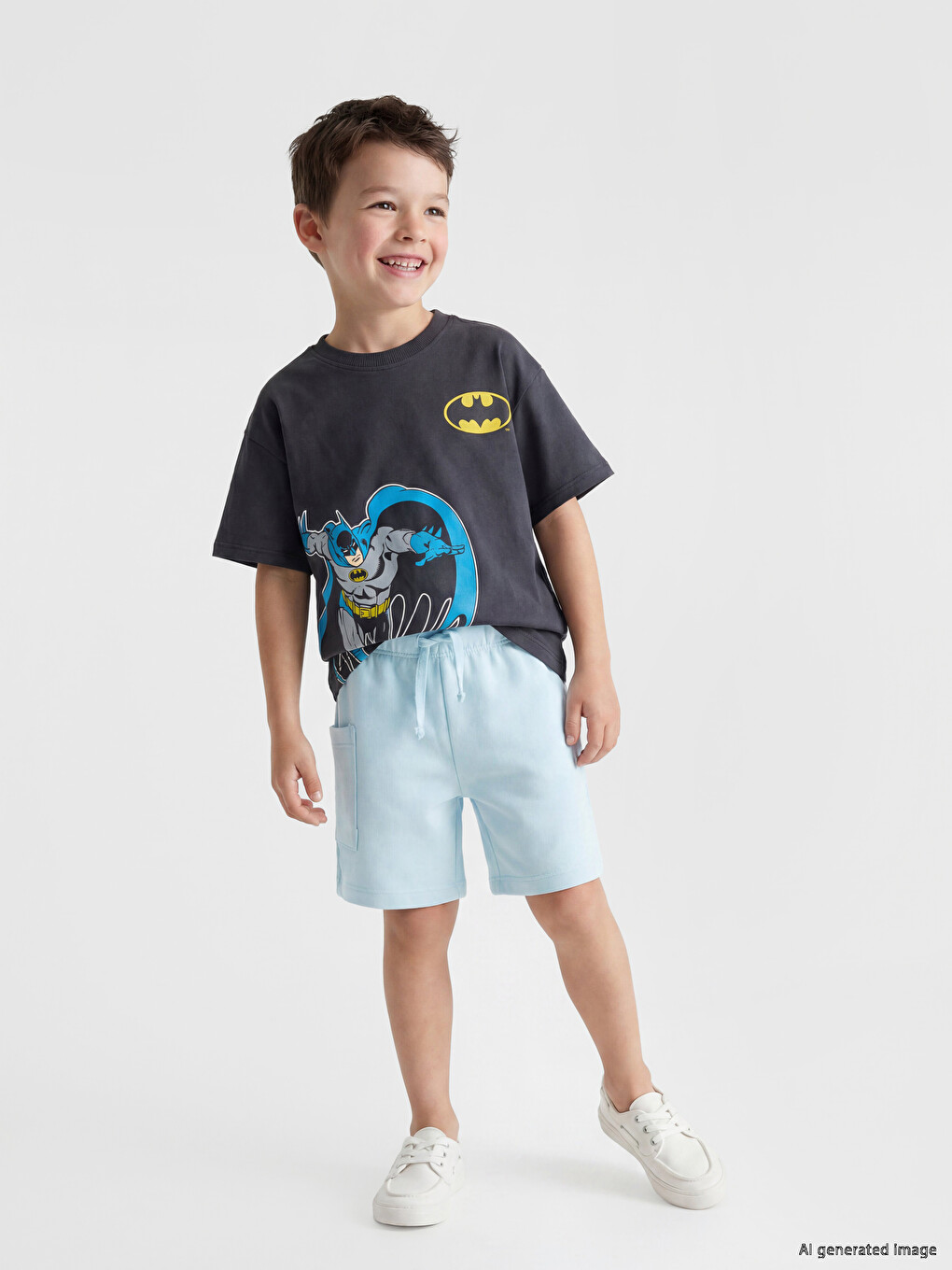Crew Neck Batman Printed Boys' T-Shirt-1