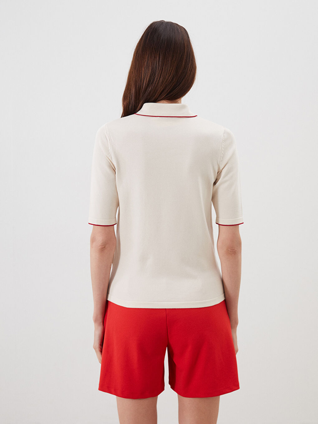 Polo Neck Women's Knitwear Sweater -S5QF45Z8-R9J